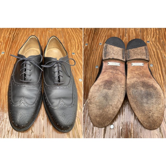 Size 12 D BALLY Black Leather Wingtip Oxford Dress Shoes Made in France main image 4